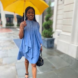 COS Organic Cotton Ruffle Denim Dress Shirt Dress